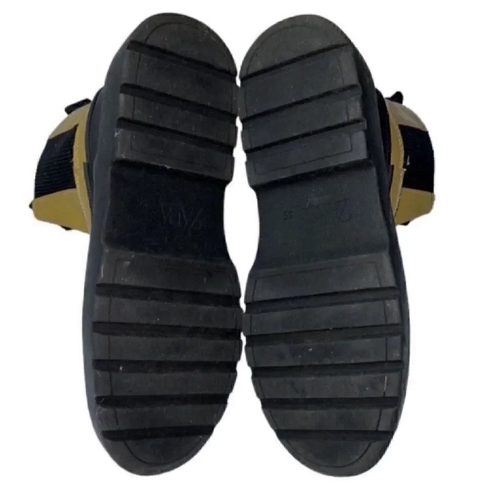Zara Girls Kids Green & Black Ankle Boots Size 35,2.5)